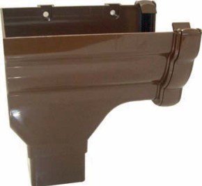 FLOPLAST Stopend Outlet - RON2 65mm Square L/H for 110mm Niagara OGEE system (BROWN)
