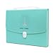 Expandable Portable Hand-Held Accordion File Document Folder File Organizer Eiffel Tower Print with Insert Button A4 and Letter Size 12 Pockets Green