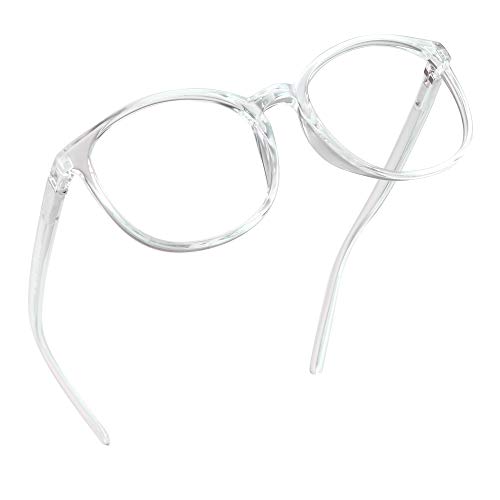 LifeArt Plastic Blue Light Blocking Glasses,Oval Computer Reading Glasses Transparent Lens Reduce Headaches Eyestrain Stylish For Women Men