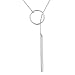 Beauniq Solid Sterling Silver Rhodium Plated Open Circle with Bar Lariat Necklace, 22 Inches