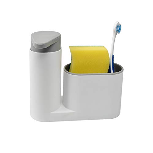 HOMEE Sink Caddy, Kitchen Sink Organizer Holder with Countertop Soap Pump Dispenser and Sponge Drainage Soaps Holder