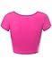 FPT Womens Basic Short Sleeve Scoopneck Crop Top Fuchsia M