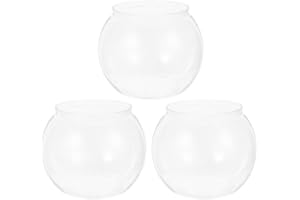 Ipetboom 3pcs Fish Bowls Plastic Round Aquarium Clear Fishbowl Golden Fish Tank Vase Pot Goldfish Bowl Wide Mouth Flower Vase Terrarium Hydroponic Plant Container