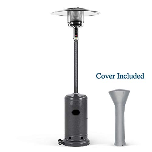 PAMAPIC 46,000 BTU Patio Heater with Cover, Grey Black Hammered Propane