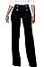 LKOUS Women's Stretchy High Waisted Wide Leg Button-Down Pants (S, 26-BK)