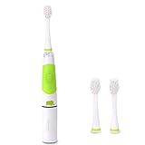 Linsam Intelligent Sonic LED Lights Child Electric Toothbrush for Baby Children with 3 Soft-bristle Brush Heads Smart Reminder SG-618 (Light Green)