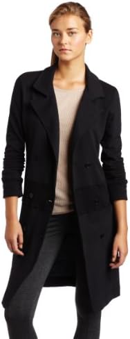 Women's 3/4 Length Jacket With Rib Panels, Black, Small