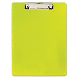 Officemate OIC Transparent Plastic Clipboard, Letter Size with Ruler Markings, Neon Yellow (83008)