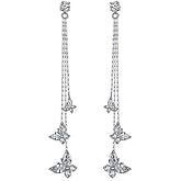 DIAMANTIO Butterfly Crystal Long Dangle Earrings with Cubic Zirconia – 18K Gold Plated Elegant Silver-Tone Drop Earrings for Women, Sparkling Statement Bridal Jewelry