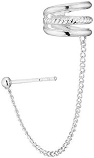 Silver Climbing Stripes Earrings 925 Sterling Silver Ear Cuff For Women