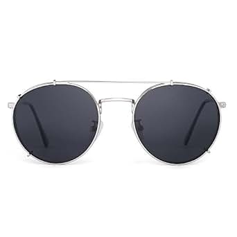 Retro Round Polarized Sunglasses Clip on Flat Mirror