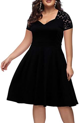 ORICSSON Women's Plus Size Retro Floral Lace Halter Ruched Off- Shoulder Wedding Hi-Low Cocktail Party Evening Dress