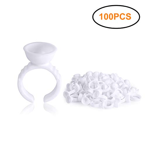 100PCS Disposable Tattoo Pigment Rings, Nail Art Eyelash Extension Glue Rings Cups Holder - Thumbnail 5