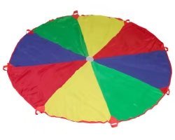 Kids Play Parachute 12ft Kids Sport Parachute with 8 Easy Hold Handles for Team Game