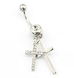 316l Surgical Steel 14g Double Cross Dangle Belly Barbell Navel Ring Button+Belly Retainer