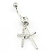 316l Surgical Steel 14g Double Cross Dangle Belly Barbell Navel Ring Button+Belly Retainer
