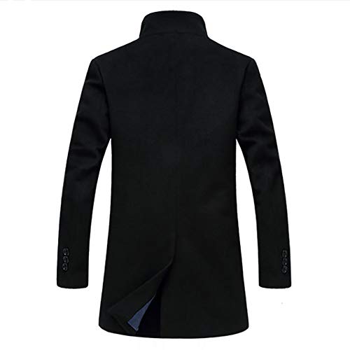 Sunyastor Men's Woolen Coat,Winter Warm Business Down Jacket Trench Topcoat Pea Coat Notched Collar Overcoat - Thumbnail 3