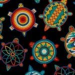 Tuscan Black Native American Design of Turtle Cotton Fabric 526 Black Elizabeth's Studio