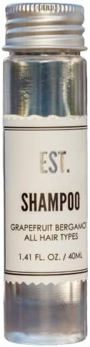 EST. Shampoo with Grapefruit-Bergamot Fragrance, Biodegradable/Recyclable Bottle with Screw Top, 1.41oz / 40ml, Pack of 48