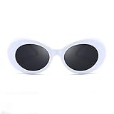 Armear Clout Goggles Oval Mod Retro 80s Sunglasses Women Men Oversized Plastic Glasses (White,51)