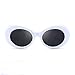 Armear Vintage Oval Sunglasses Kurt Cobain Pop Hippie Sunglasses Clout Goggles (White,51)