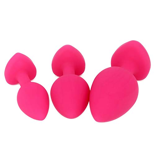 Set of 3 - Bu~tt P~lu~g T-bar Base - Silicone Toys - Erotic Games Role Play - Jeweled Stimulator Toys for Men and Women - 3 pcs Beginners Silicon Anales Set - Best Idea for Gift - Pink - Thumbnail 3