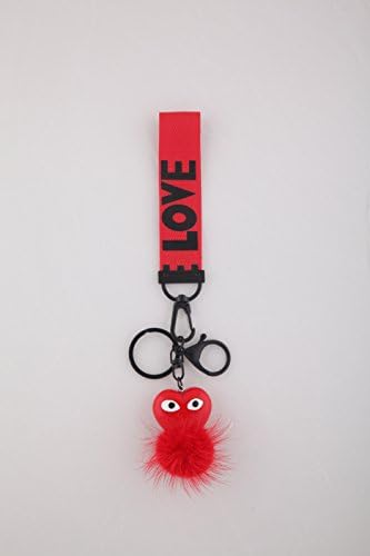 Fabric Keychain Wristlet Lanyard with heart, lobster hook and key ring for Phone, Keys, ID tags, Purse, USB, etc
