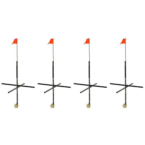 Frabill 1720 Deep Snow Ice Fishing Wood Stick Tip Up Trap with 32 Inch Flag (4 Pack)