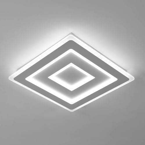 Comely Plafoniera LED Soffitto Quadrata Moderno, 52W 5850LM Lampada da Soffitto LED Moderna Acrilico, Lampadario LED Soffitto Bianco per Camera da Letto, Soggiorno Luce Bianca 6500K, 40cm