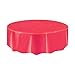 Red Solid Round Short Fold Plastic Table Cover (213cm) 1 Count – Vibrant & Durable Party Essential for Easy Cleanup and Decoration