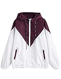 loukou Women Casual Long Sleeve Patchwork Hooded Jacket Outwear Casual Jackets