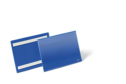 Durable Selbstklebende Kennzeichnungstasche, für Dokumente in A5 quer, Packung à 50 Stück, dunkelblau, 179507