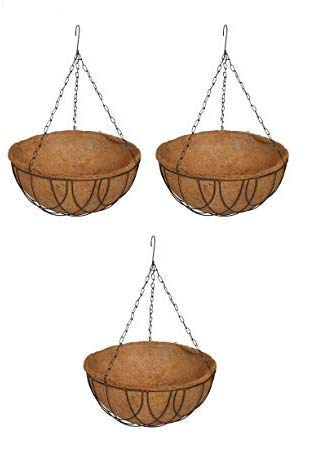 COIR GARDEN Coir Hanging Basket 12 INCH 3 Pieces - Coco Gardening POTS with Stand