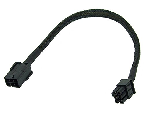 Phobya 6-Pin PCI-E Power Extension Cable, 30cm, Black Sleeved