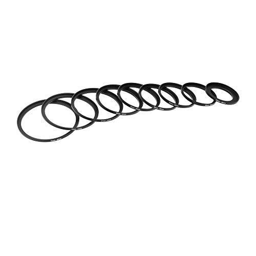 Coersd 9pcs 37-49-52-55-58-62-67-72-77-82 mm Lens Step Up Filter Ring Set Kit as Hood Holder