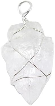 10 (TEN) Crystal Quartz Arrowhead Pendant Wire Wrapped Silver Plated RP Exclusive COA AM7B6-02