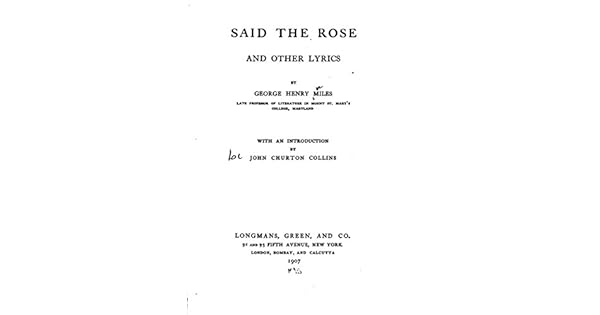 Said The Rose And Other Lyrics English Edition Ebook George
