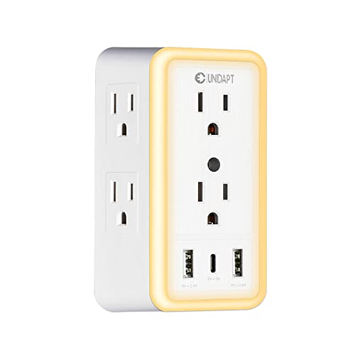 6 Outlet Multi Plug Extender with Night Light Unidapt Wall Charger