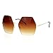 SA106 Retro Oversized Octagon Groove Hippie Sunglasses Gold Brown