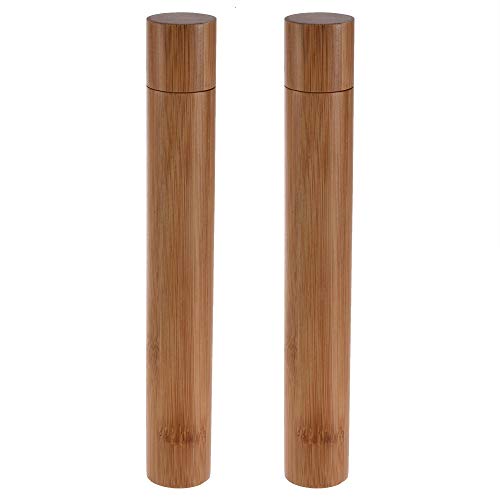 Feeko Toothbrush Holder, 2 Pack Bamboo Travel Toothbrush and Toothpaste Case Cover Container Storage for Traveling Home School