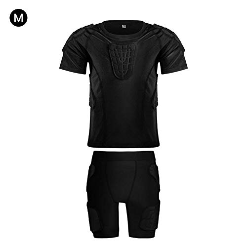 Children Impact Compression Padded Shirts Soccer Basketball Skateboarding Chest Protective Gear - 1 Suit Sports padded (Coat and Pant)