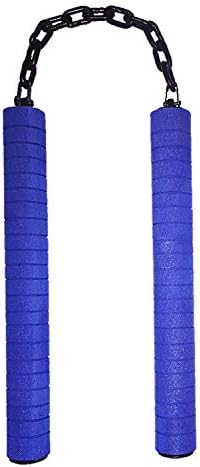 shree balaji enterprises Foam Nunchaku, Blue Color Handle 10” with 9” Black Metal Chain,1 Piece (Martial Arts Weapon & Equipment nanchaku)
