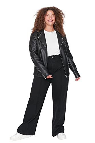 TRENDYOL Damen Women High Waist Wide Leg Plus Size Jeans Hose, Anthrazit, 44