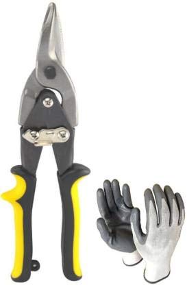 Sunrise Heavy Duty Sheet Metal Hand Steel Cutting Tin Snip Scissors (1Pr Safety Gloves Free)