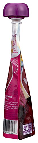HAPPY TOT LOVE MY VEGGIES STAGE 4 ORGANIC TODDLER FOOD BANANA BEET SQUASH & BLUEBERRY, 4.22 OUNCE POUCH ORGANIC BABY FOOD/TODDLER FOOD POUCHES, FRUIT AND VEGGIE BLEND, FULL SERVING OF VEGETABLES