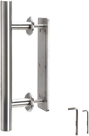 12" Stainless Steel Door Pull Handle Sliding Barn Door Hardware Handle Set Pull and Flush Two-side Handle(Silver)