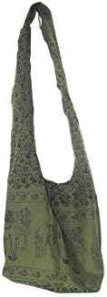 Unique Asian Hippie Elephant Sling Crossbody Shoulder Bag Handicraft Gift Idea Color Green