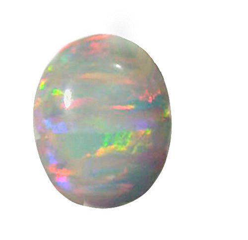 Created Opal Oval 10mm X 8mm Oval Unset Loose Cabochon White (1)