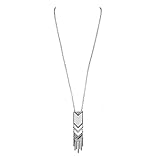 Usstore Women Long Bohemian Tassel Pendant Matte Triangle Necklace Partty Gift Jewelry Alloy (Silver)