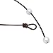 MAIMANI Handmade Single Freshwater Cultured Pearl Choker Necklace Bead on Black Genuine Leather 14-18